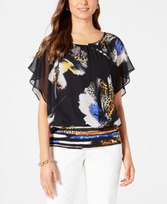 jm collection flutter sleeve top