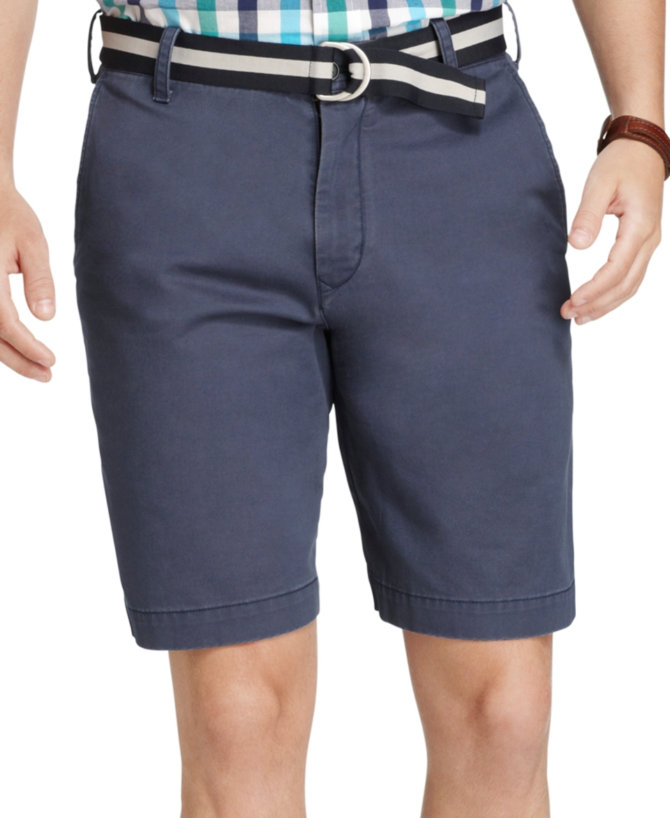 Izod Shorts, Essential Belted Flat Front Shorts