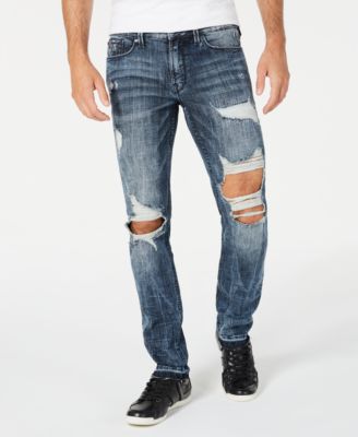 slim fit distressed jeans