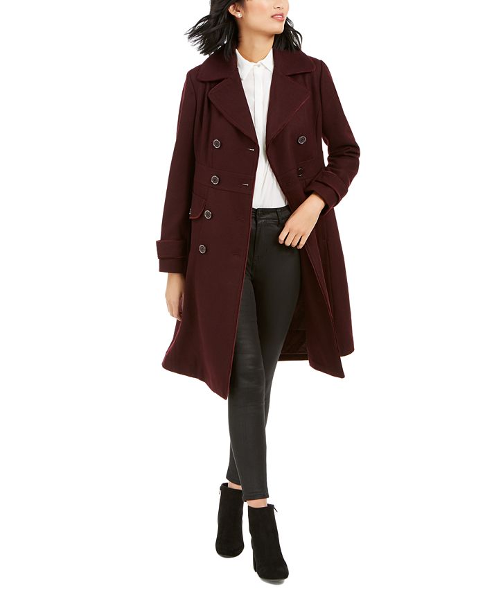 Kenneth Cole Double-Breasted Contrast-Piping Peacoat & Reviews - Coats ...