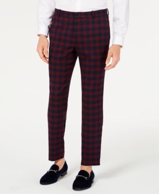 mens burgundy plaid pants