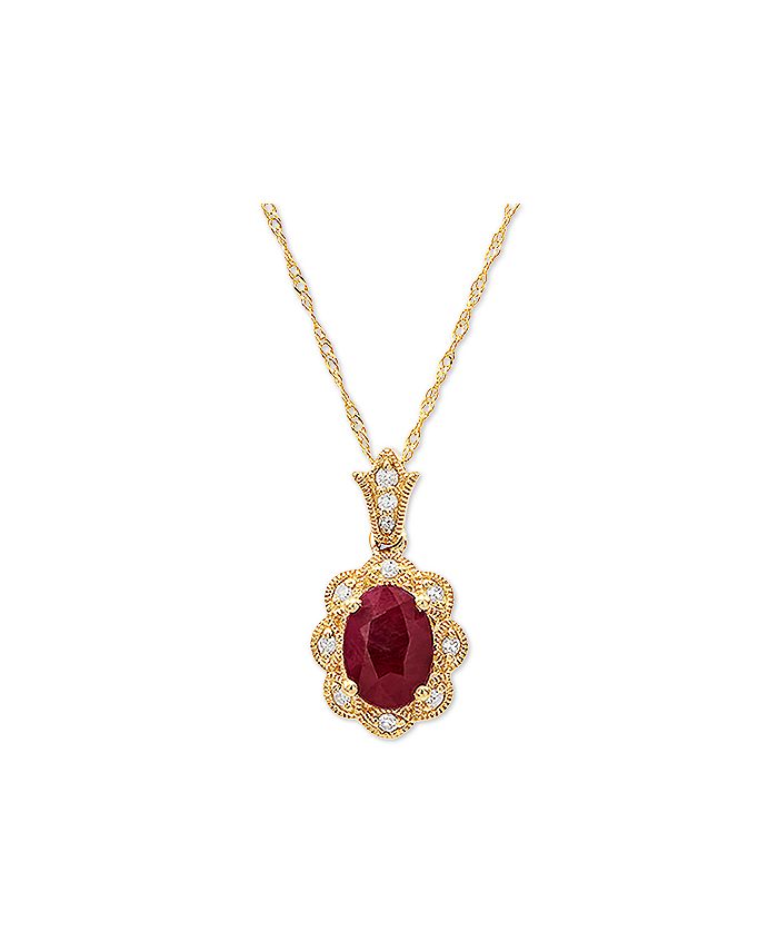 Macy's Ruby (1 ct. t.w) & Diamond Accent 18" Pendant Necklace in 14k
