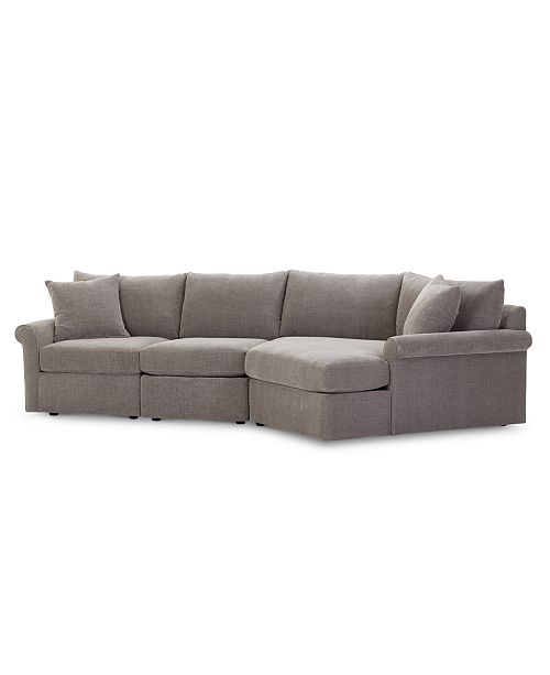 Furniture Wedport 3 Pc Fabric Modular Sectional Sofa With Cuddler Created For Macy S Reviews Furniture Macy S