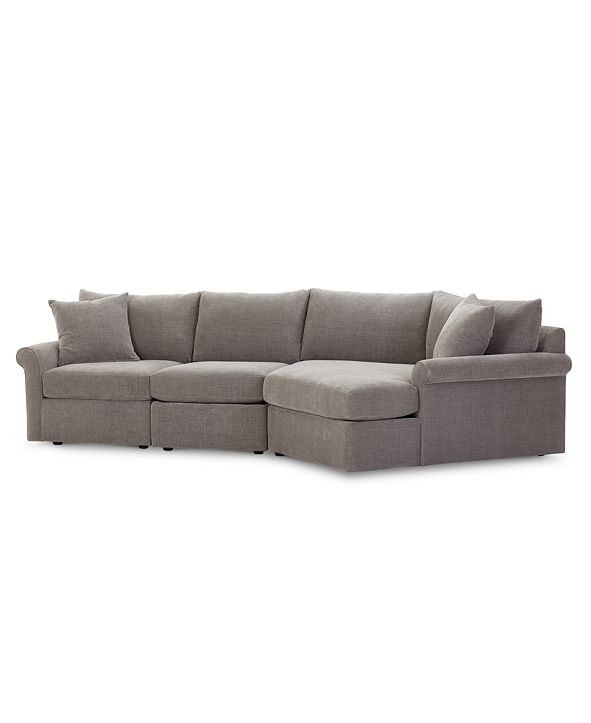 Furniture Wedport 3Pc. Fabric Modular Sectional Sofa with Cuddler
