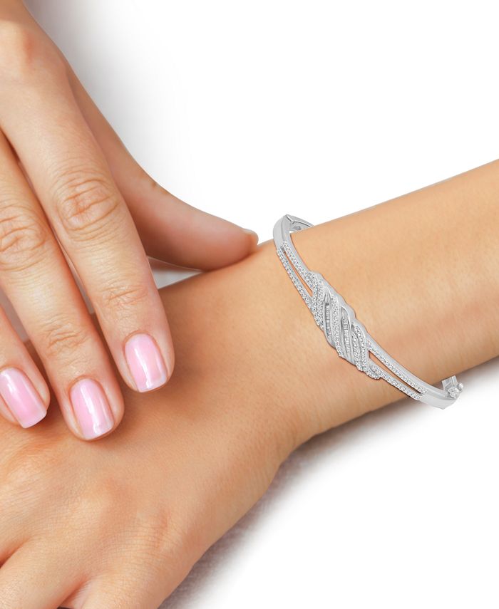 Macy's Diamond Twist Bangle Bracelet (1 ct. t.w.) in Sterling Silver & 14K Gold Plated Sterling
