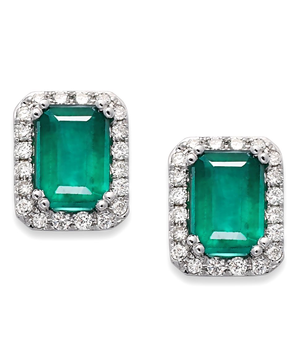 EFFY Collection 14k White Gold Earrings, Emerald (1 9/10 ct. t.w.) and