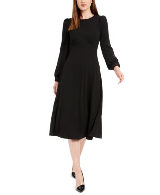 midi dress with puffy sleeves
