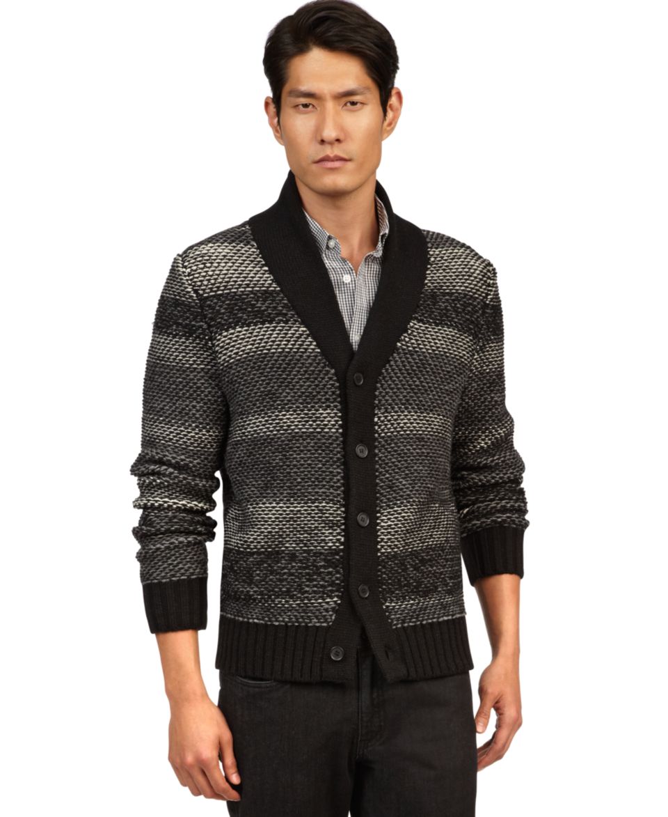 Kenneth Cole New York Sweaters, Striped Shawl Collar Cardigan