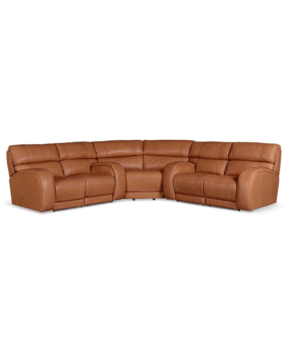 Duncan Leather Seating with Vinyl Sides & Back Reclining Sectional Sofa, Power Recliner 125W x 138D x 39H   Furniture