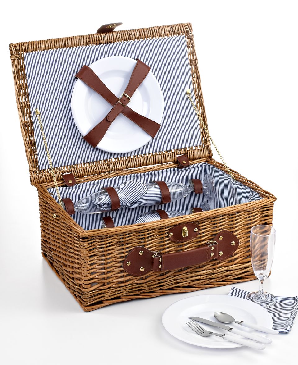 Picnic Time Picnic Basket, Pioneer Moka   Casual Dinnerware   Dining