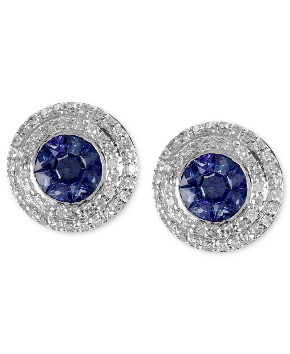 EFFY Collection 14k White Gold Earrings, Sapphire (9/10 ct. t.w.) and