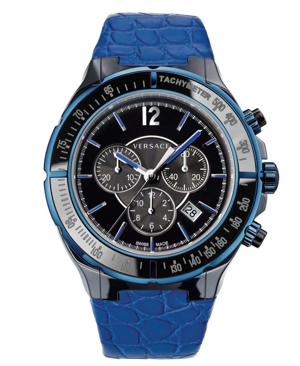 Versace Watch, Unisex Swiss Chronograph DV One Cruise Blue Calfskin