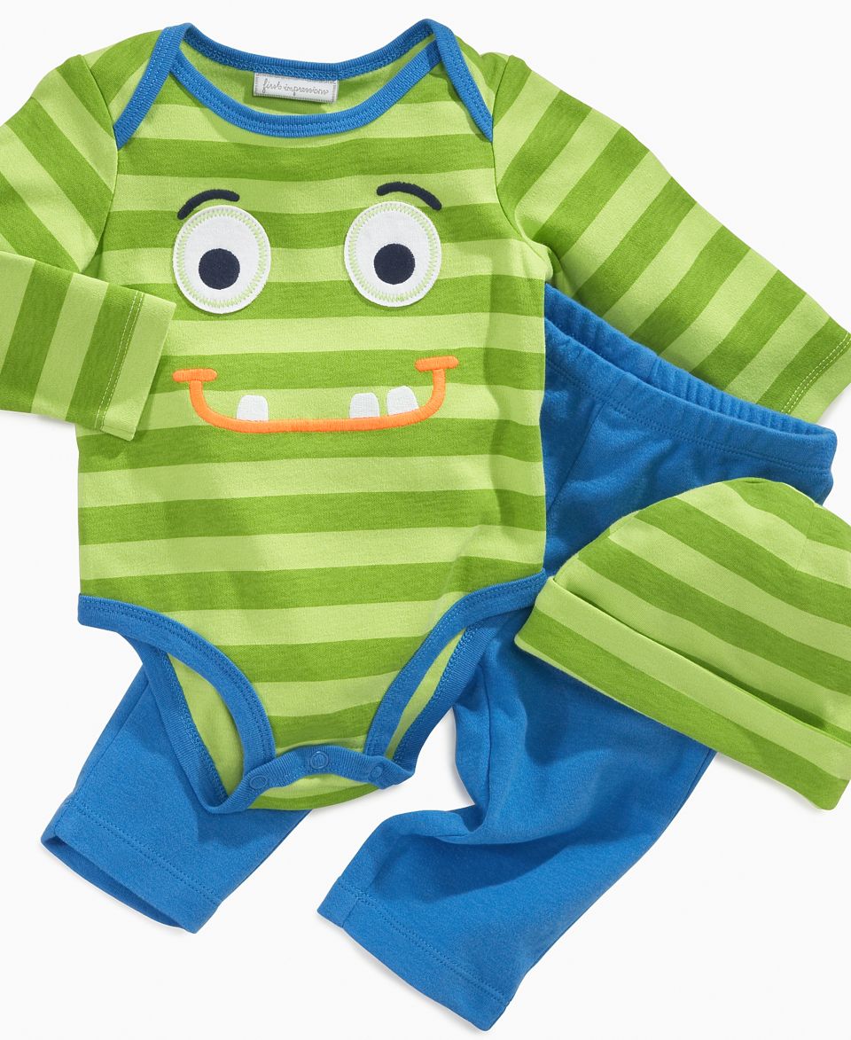 First Impressions Baby Set, Baby Boys 3 Piece Monster Hat, Bodysuit