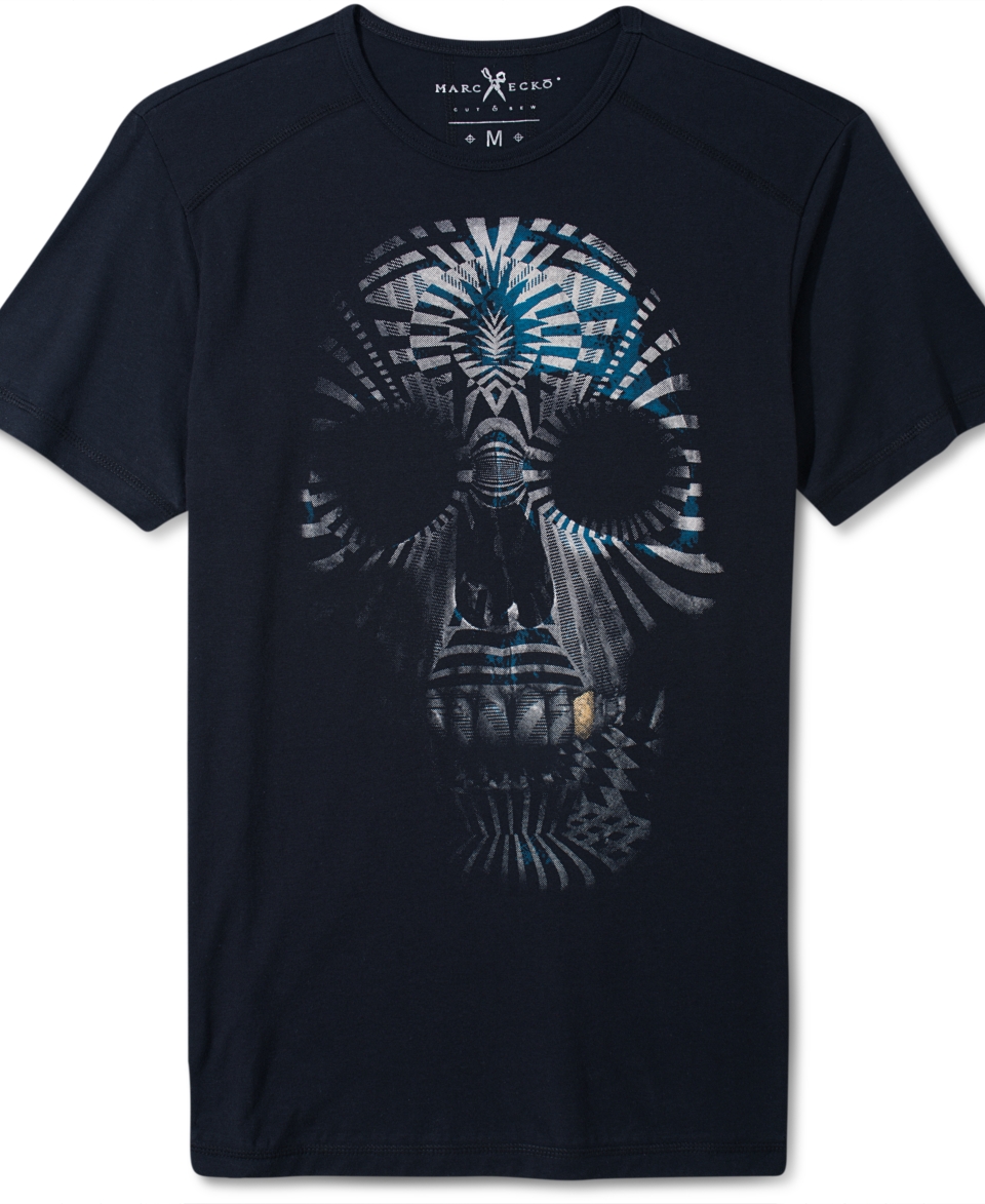 Marc Ecko Cut & Sew T Shirt, Optiskull Illusion Graphic T Shirt