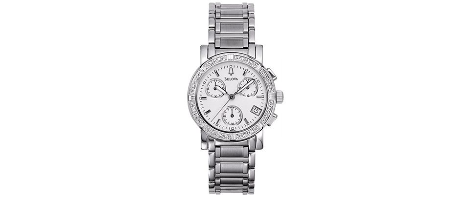 Bulova Watch, Womens Chronograph Diamond (1/10 ct. t.w.) Two Tone