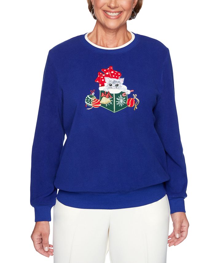 Alfred Dunner Classics HolidayKitten Graphic Sweatshirt & Reviews