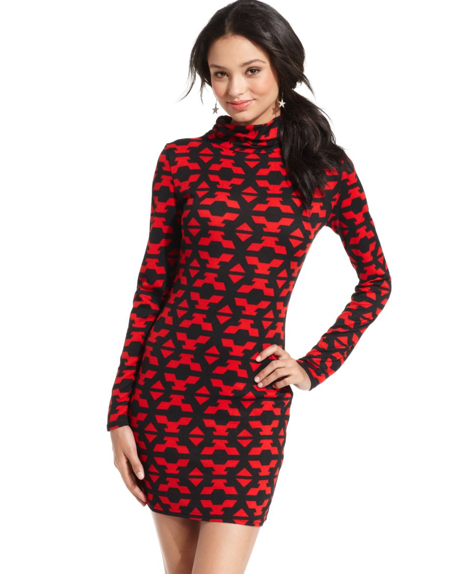 Darlin Juniors Dress, Three Quarter Sleeve Floral Print Bodycon