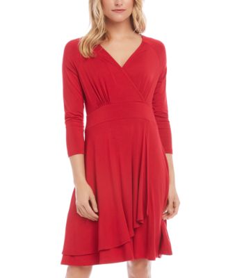 karen kane cascade faux wrap dress