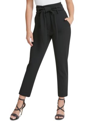 high waisted tie belt pants