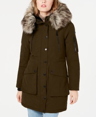 faux fur hooded anorak jacket