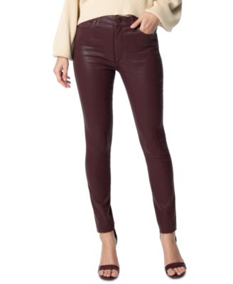 burgundy leather look jeans