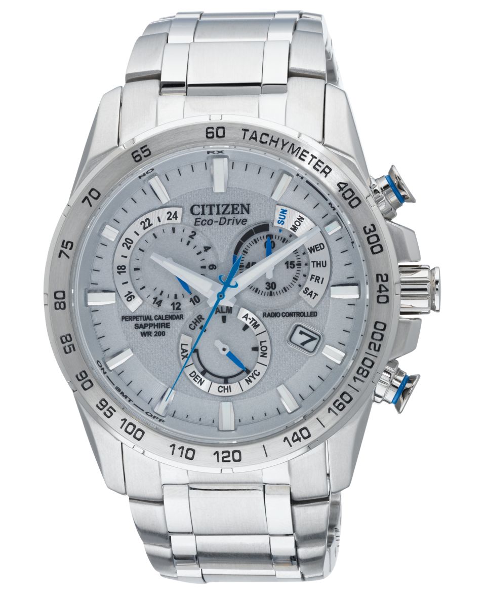 Citizen Mens Chronograph Eco Drive Stainless Steel Bracelet Watch 42mm BL5400 52A   Watches   Jewelry & Watches