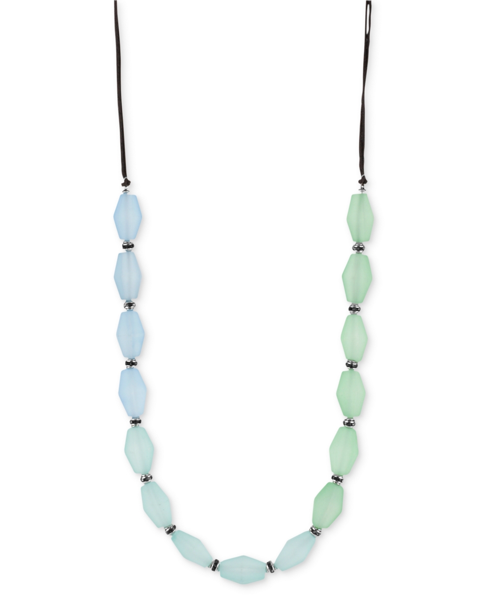 Kenneth Cole New York Necklace, Silver Tone Blue and Green Faceted