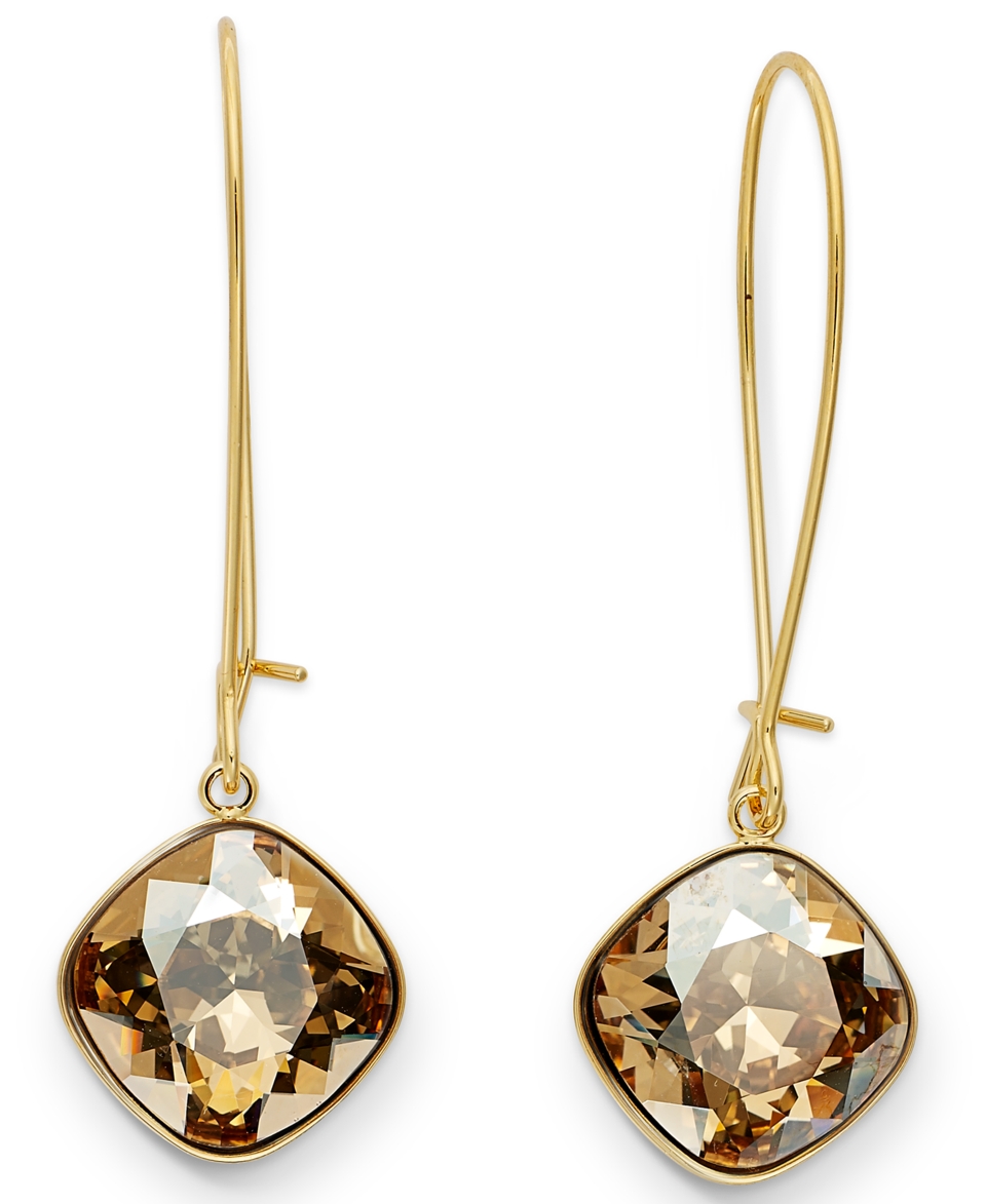 Swarovski Earrings, 22k Gold Plated Thankful Crystal Golden Shadow Drop Earrings   Fashion Jewelry   Jewelry & Watches