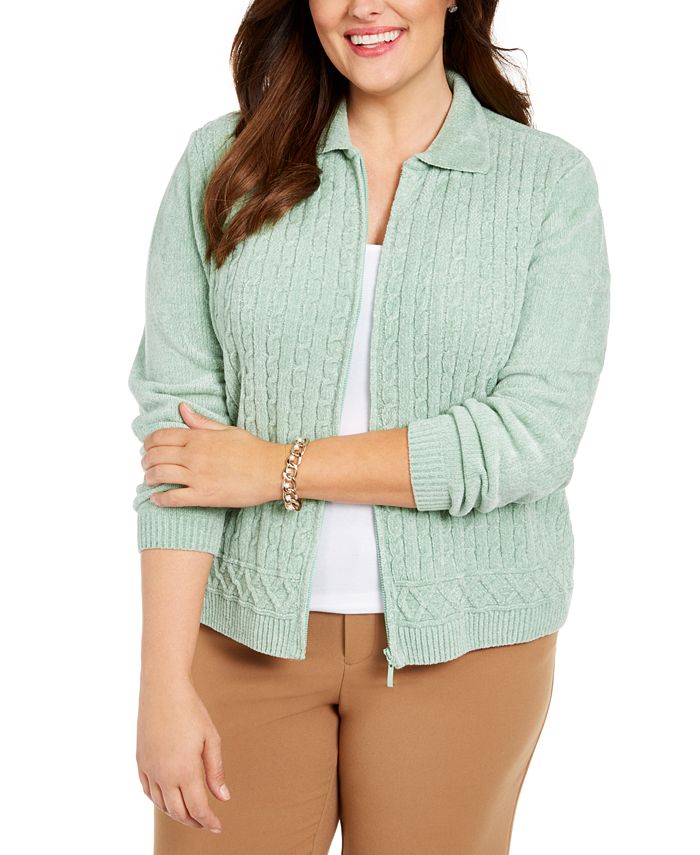 Alfred Dunner Plus Size Classics Chenille ZipFront Cardigan & Reviews