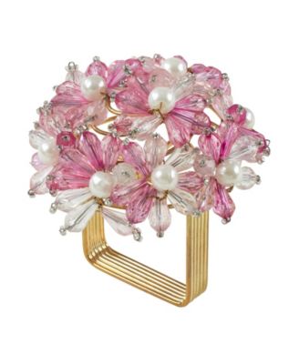 Кольцо для салфеток Saro Lifestyle с цветочным узором из бисера, набор из 4 штук