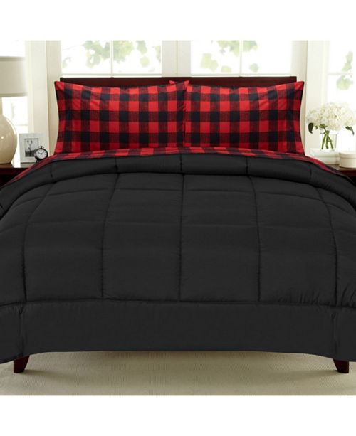 Sweet Home Collection Buffalo Check 5 Pc Queen Sheet And Comforter Set Reviews Bed In A Bag Bed Bath Macy S