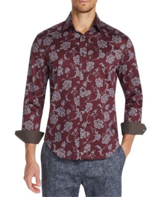mens burgundy slim fit shirt