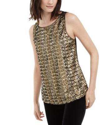 macy's gold sequin top