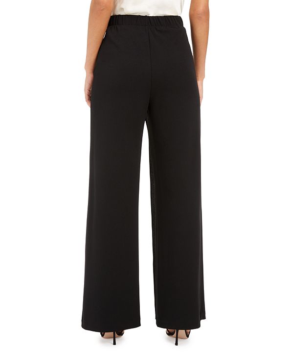 Adrianna Papell Crepe Draped-Front Wide-Leg Pants & Reviews - Pants ...