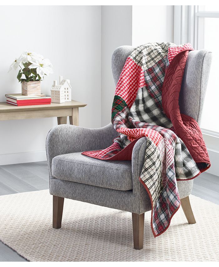 Martha Stewart Collection Holiday Patchwork Quilted Throw, Created for