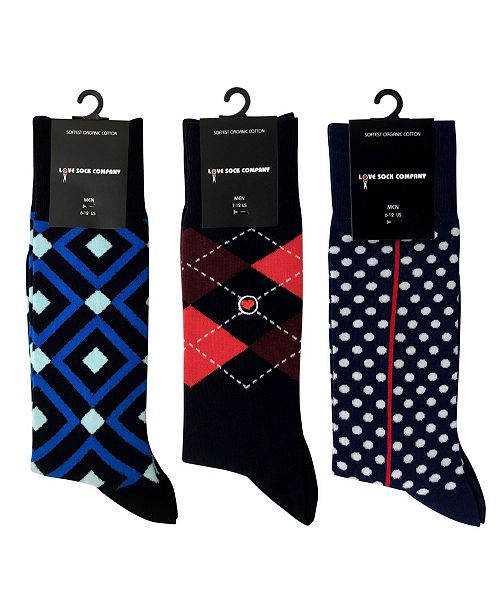 Love Sock Company 3 Pack Men S Organic Cotton Dress Socks Bundle Reviews Underwear Socks Men Macy S