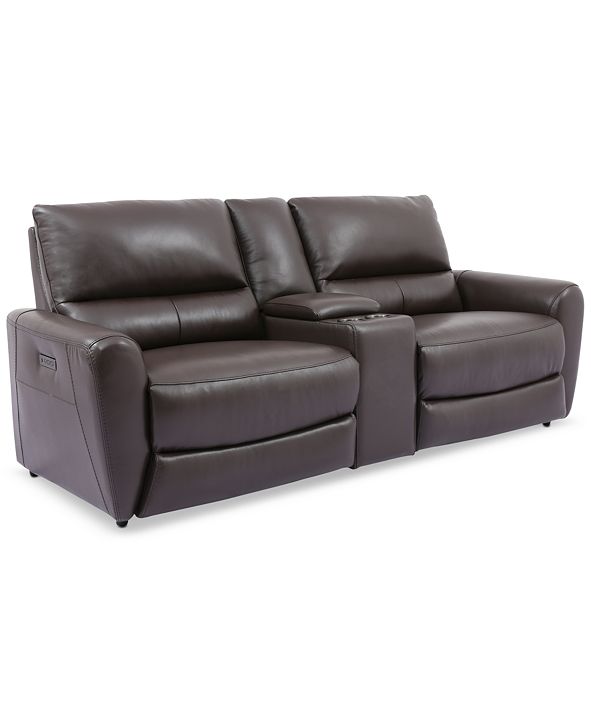 Furniture Danvors 3Pc. Leather Sectional Sofa with 2 Power Recliners