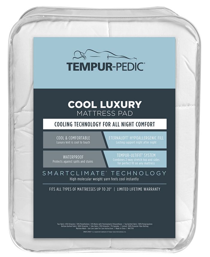 TempurPedic Cool Luxury Mattress Pad, Queen & Reviews Mattress Pads & Toppers Bed & Bath