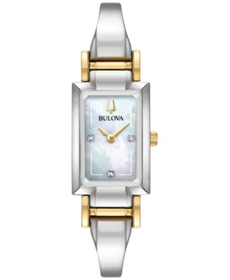 bulova women's two tone diamond watch