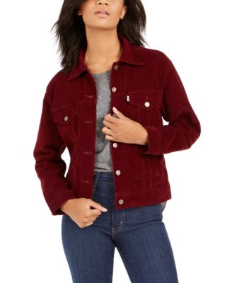 red corduroy trucker jacket