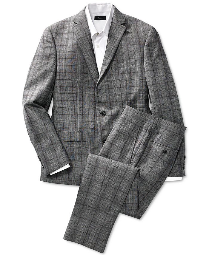 Bar III Men's Slim-Fit Gray/Brown Plaid Suit Separate Pants, Created ...