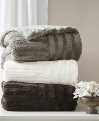 Плюшевое покрывало из искусственного меха Madison Park Arctic в шахматном порядке, 50