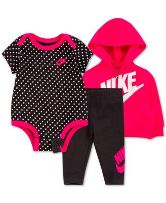 Nike Baby Girls 3-Pc. Zip-Up Hoodie 