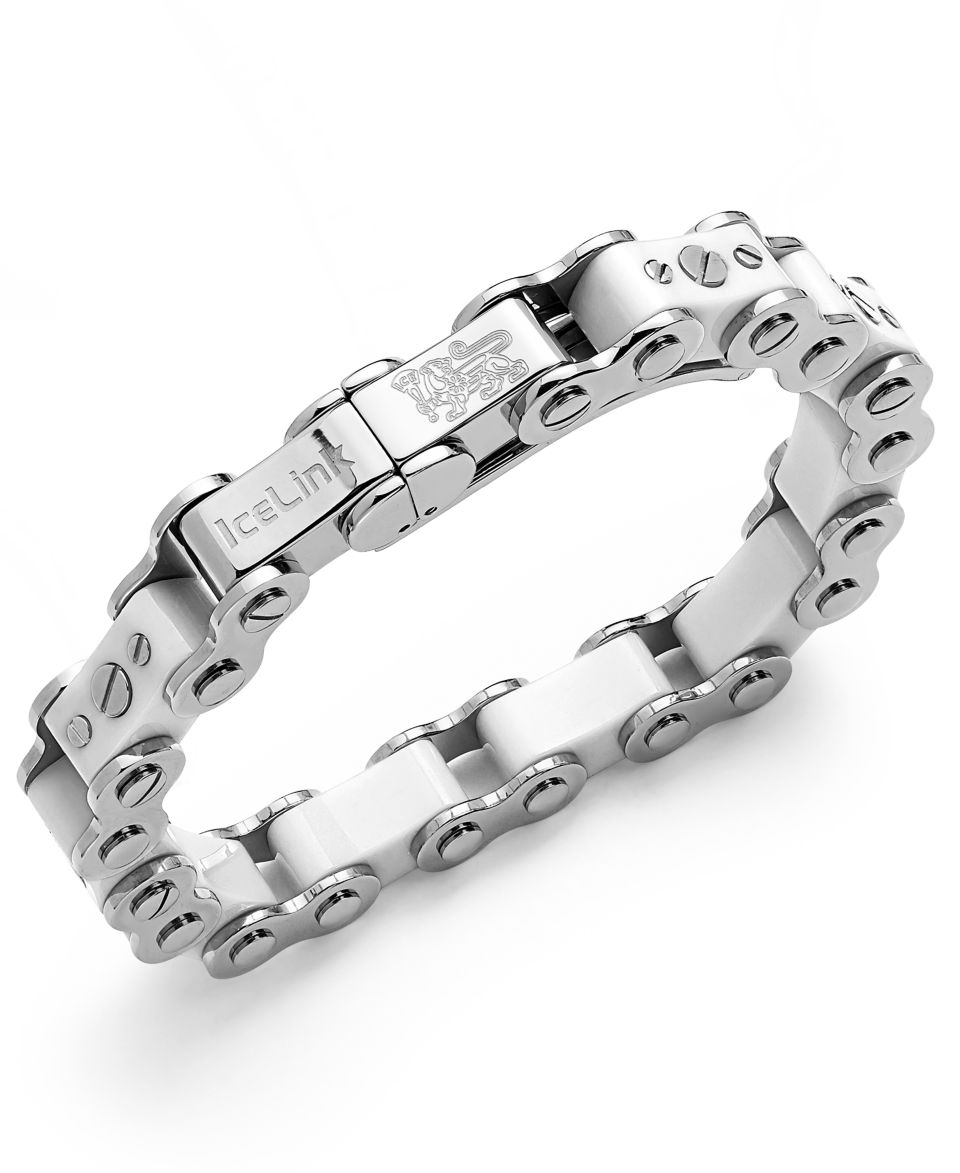 IceLink Stainless Steel Bracelet, Large Black Bicycle Bracelet   Bracelets   Jewelry & Watches