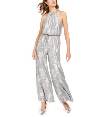 vince camuto metallic halter jumpsuit