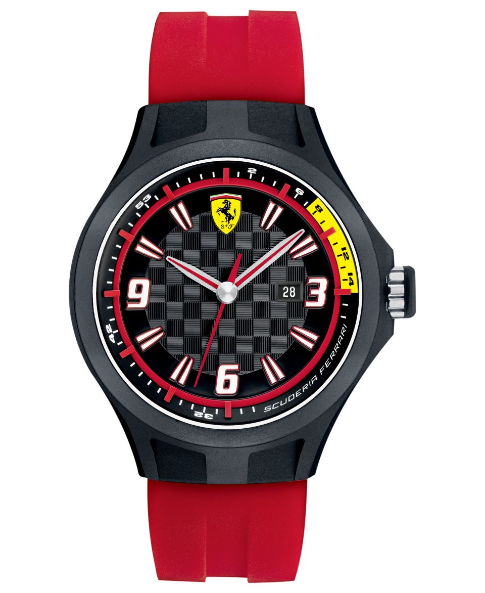 Scuderia Ferrari Watch, Mens Pit Crew Red Silicone Strap 44mm 830007   Watches   Jewelry & Watches