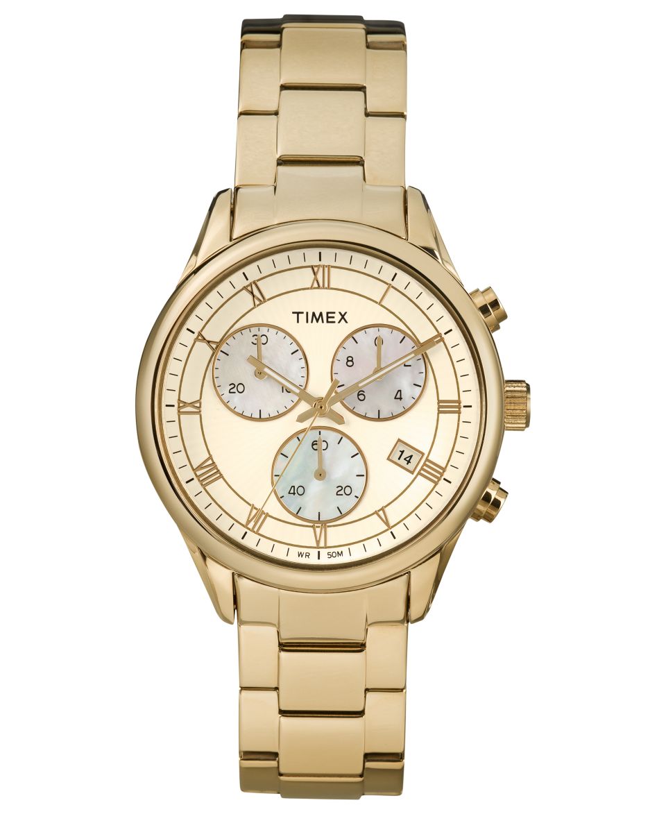 Timex Watch, Womens Chronograph Premium Originals Classic Gold Tone Stainless Steel Bracelet 39mm T2P159AB   Watches   Jewelry & Watches