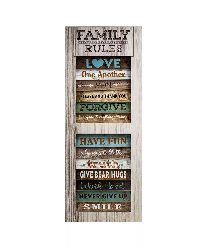 Family Rules Inspirational Shuttered Window Wall Decor