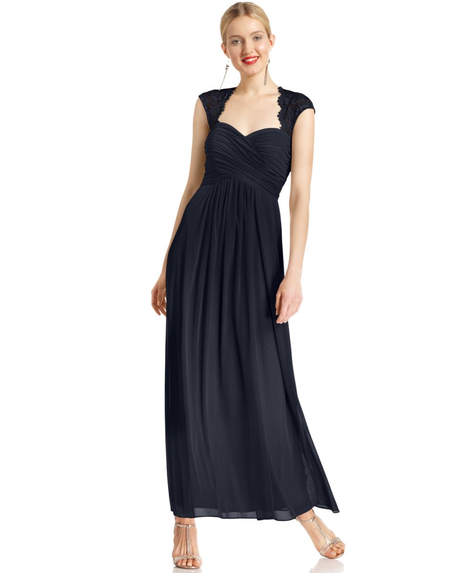 Xscape Dress, Cap Sleeve Lace Ruched Gown   Dresses   Women