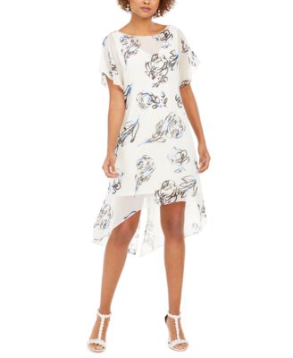 adrianna papell chiffon overlay dress